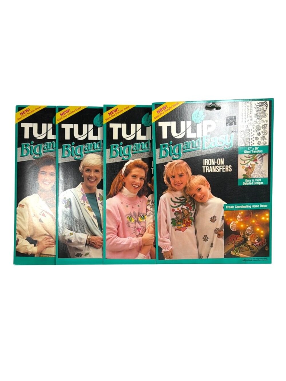VTG 1992 Tulip Big Easy Iron-On Fabric Transfers GIANT Paint Craft Lot Set of 4